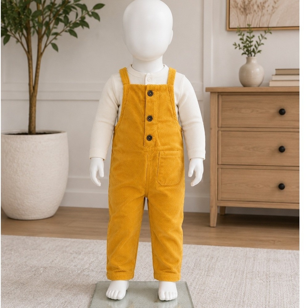 Levi's Baby Overalls Mustard Yellow Corduroy Button Front 12M